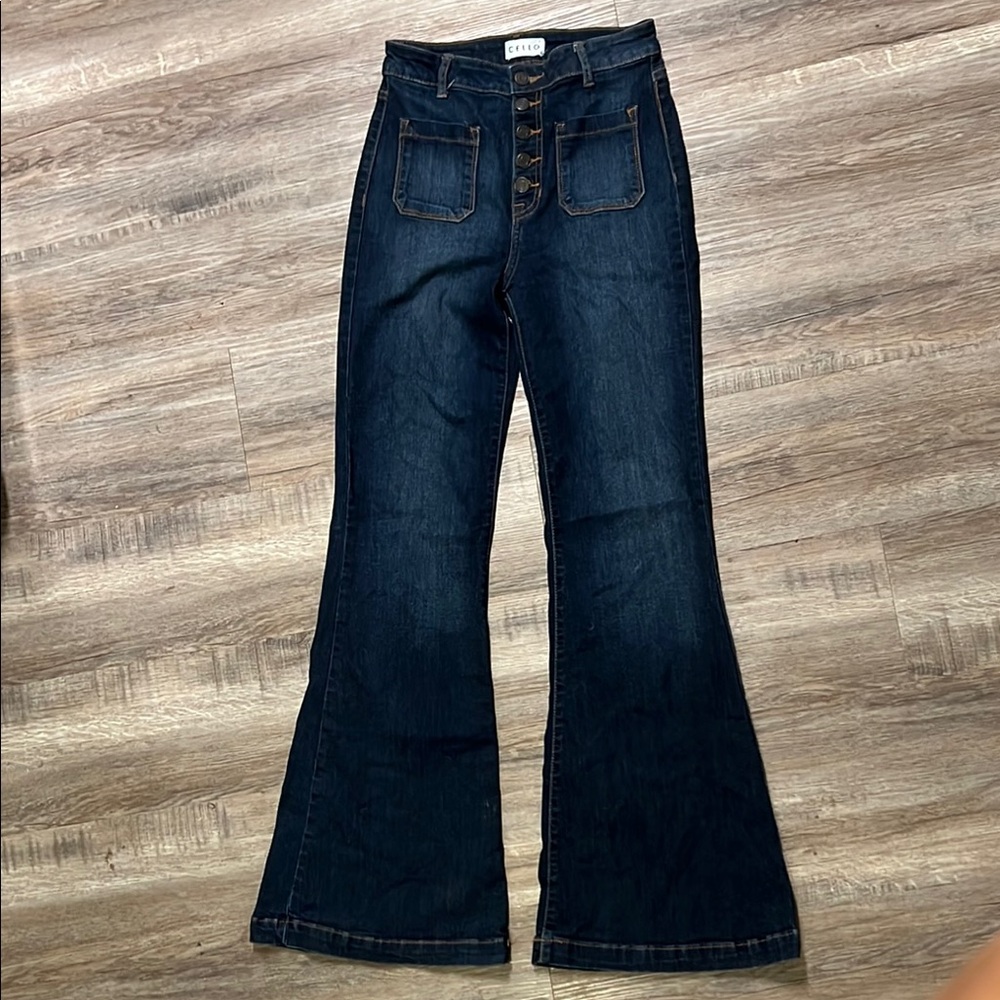 Cello Blue Flare Wide Leg Jeans